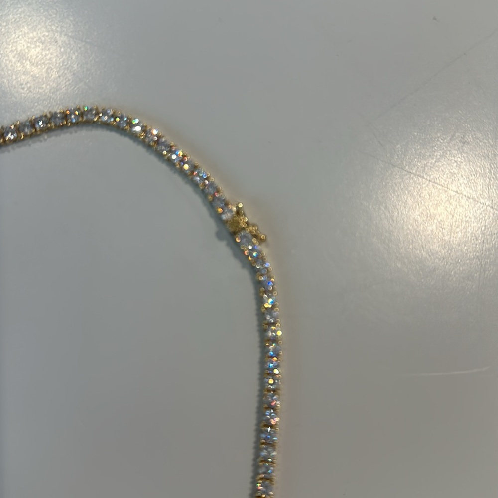 BRAND NEW 16” Gold Colored Tennis Necklace- similar to Jennifer Miller version. - Picture 2 of 3